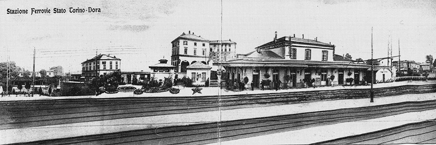 Disegno originario del prospetto panoramico della stazione ferroviaria Torino Dora, costruita nel 1858 (la più antica della città), in piazza Baldissera © MAU